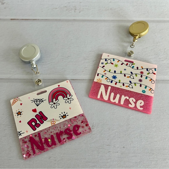 Glitter Badge Buddy | Nurse Card Holder | RN ID Tag Backer and Retractable Reel - Picture 2 of 11